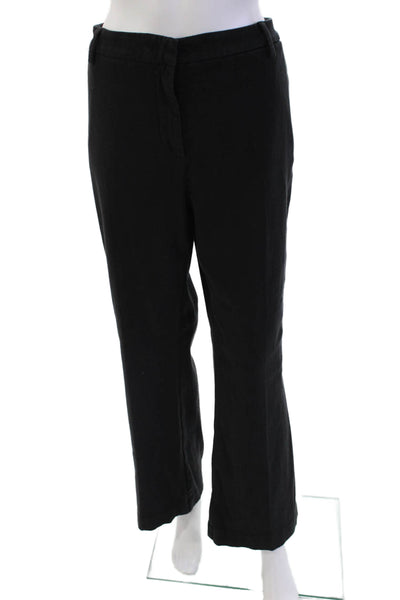 Sharis Place Womens Cotton Zippered High-Rise Wide-Leg Pants Black Size 50