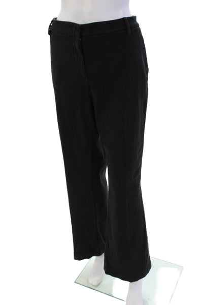 Sharis Place Womens Cotton Zippered High-Rise Wide-Leg Pants Black Size 50
