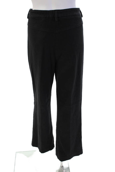 Sharis Place Womens Cotton Zippered High-Rise Wide-Leg Pants Black Size 50