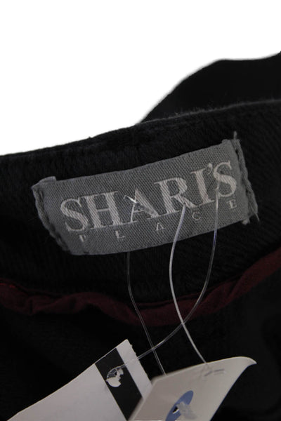 Sharis Place Womens Cotton Zippered High-Rise Wide-Leg Pants Black Size 50