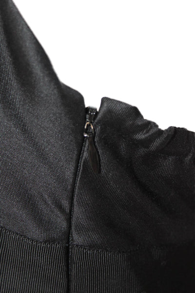 Tibi Womens Spaghetti Strap V Neck Ruffled Trim Shift Dress Black Wool Size 6