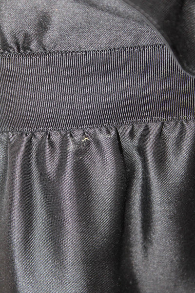 Tibi Womens Spaghetti Strap V Neck Ruffled Trim Shift Dress Black Wool Size 6