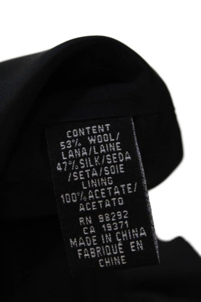 Tibi Womens Spaghetti Strap V Neck Ruffled Trim Shift Dress Black Wool Size 6