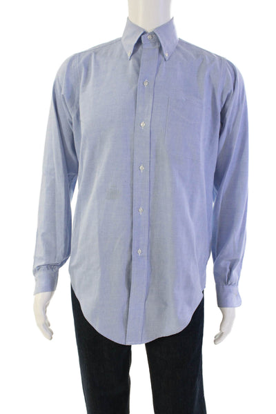 Brooks Brothers Mens Cotton Blend Long Sleeve Button Up Shirt Blue SIze 14.5-4