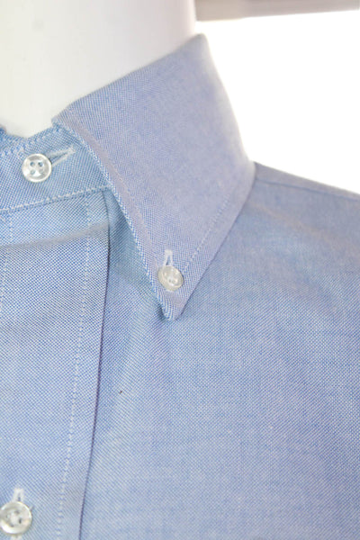 Brooks Brothers Mens Cotton Blend Long Sleeve Button Up Shirt Blue SIze 14.5-4