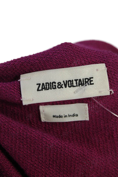 Zadig & Voltaire Womens Cotton Ombre Short Sleeve Crew Neck Knit Top Pink Size M