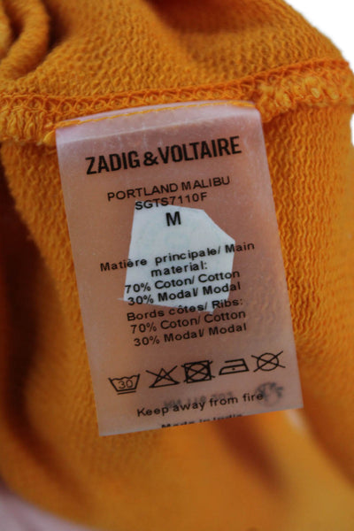 Zadig & Voltaire Womens Cotton Ombre Short Sleeve Crew Neck Knit Top Pink Size M