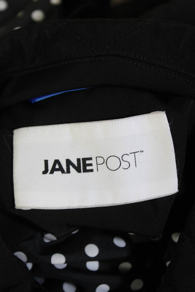 Jane Post Womens Quilted Texture Button Down Jacket Jet Black Size Large