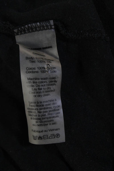 T Alexander Wang Womens Drawstring Middle Tee Shirt Black Size Extra Small