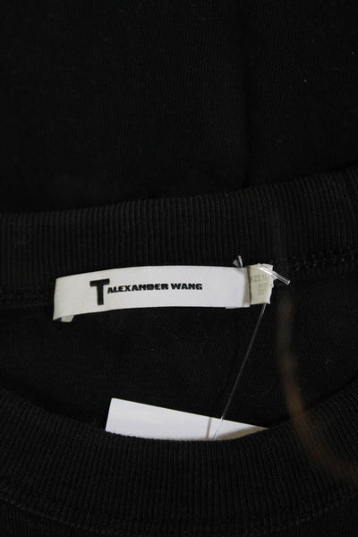 T Alexander Wang Womens Drawstring Middle Tee Shirt Black Size Extra Small
