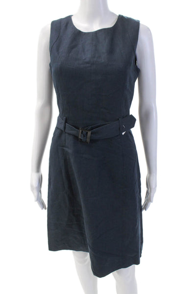 Neiman Marcus Womens Sleeveless Knee Length A Line Dress Navy Blue Size 6