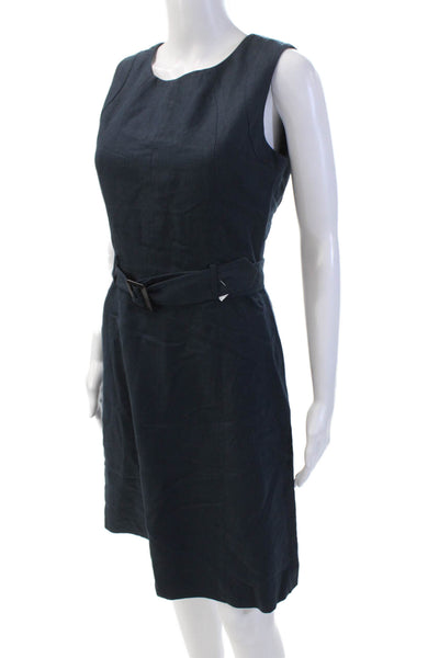 Neiman Marcus Womens Sleeveless Knee Length A Line Dress Navy Blue Size 6