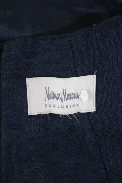 Neiman Marcus Womens Sleeveless Knee Length A Line Dress Navy Blue Size 6