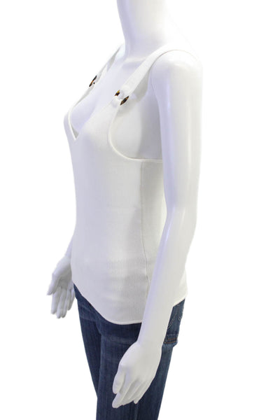 Ecru Womens Sleeveless V Neck Pullover Tank Top White Size Medium