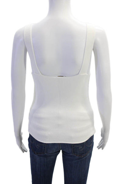 Ecru Womens Sleeveless V Neck Pullover Tank Top White Size Medium