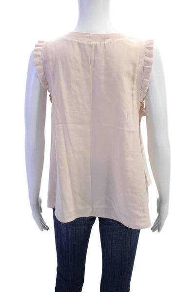Ecru Womens Sleeveless V Neck Pullover Tank Top White Size Medium