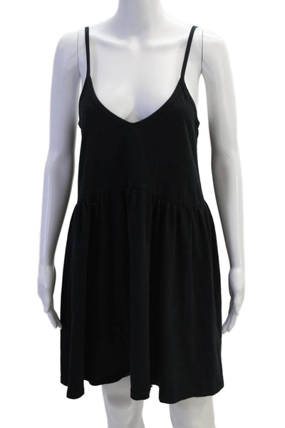 Z Supply Womens V Neck Sleeveless A Line Mini Dress Black Cotton Size Medium
