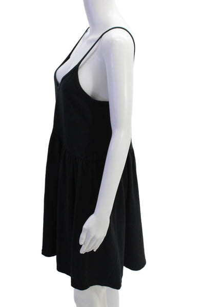 Z Supply Womens V Neck Sleeveless A Line Mini Dress Black Cotton Size Medium