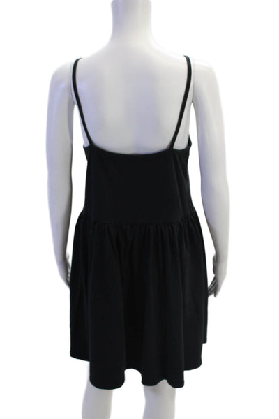 Z Supply Womens V Neck Sleeveless A Line Mini Dress Black Cotton Size Medium