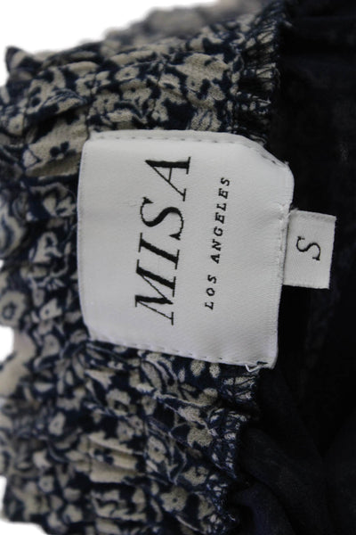 Misa Womens Floral Print Pull On A Line Skirt Navy Blue White Size Small