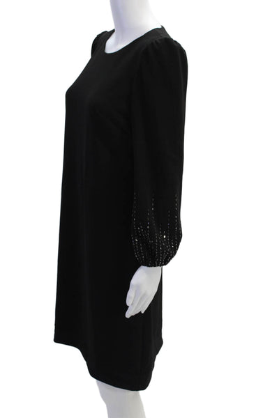 Calvin Klein Womens Textured Long Sleeve Round Neck Slip Dress Black Size 10