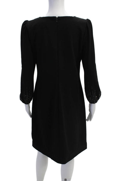Calvin Klein Womens Textured Long Sleeve Round Neck Slip Dress Black Size 10