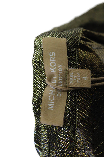 Michael Kors Collection Womens Zip Lined Metallic Flowy Maxi Skirt Gold Tone Siz