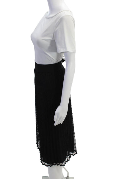 DKNY Womens Textured Elastic Waistband Lace Mid Length Skirt Black Size S