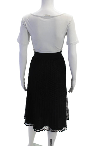 DKNY Womens Textured Elastic Waistband Lace Mid Length Skirt Black Size S