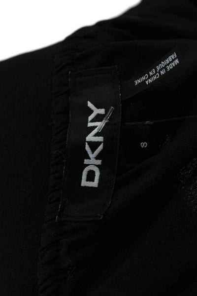 DKNY Womens Textured Elastic Waistband Lace Mid Length Skirt Black Size S