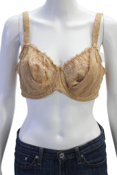 Conturelle Womens Scalloped Lace Detail Bow Accented Bra Beige Size 40C