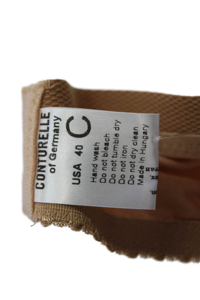 Conturelle Womens Scalloped Lace Detail Bow Accented Bra Beige Size 40C