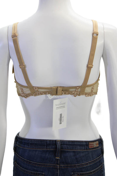 Simone Perele Womens Sheer Lace Band Detail Underwired Bra Beige Size 34DD