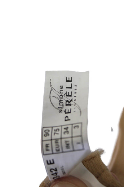 Simone Perele Womens Sheer Lace Band Detail Underwired Bra Beige Size 34DD