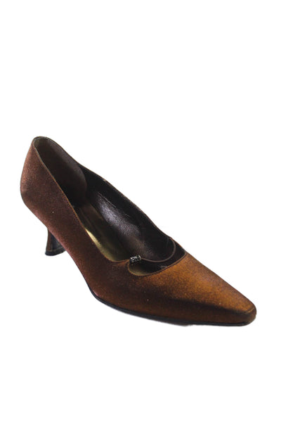 Stuart Weitzman Womens Textured Pointed Toe Slip On Heel Pumps Brown Size 7.5
