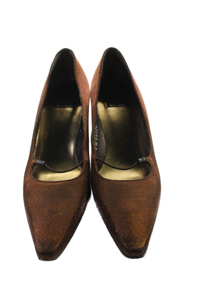 Stuart Weitzman Womens Textured Pointed Toe Slip On Heel Pumps Brown Size 7.5