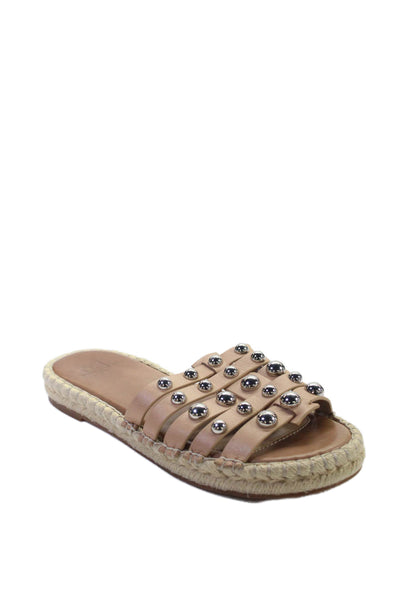 Marc Fisher LTD. Women's Open Toe Studs Espadrille Flat Sandals Beige Size 6.5
