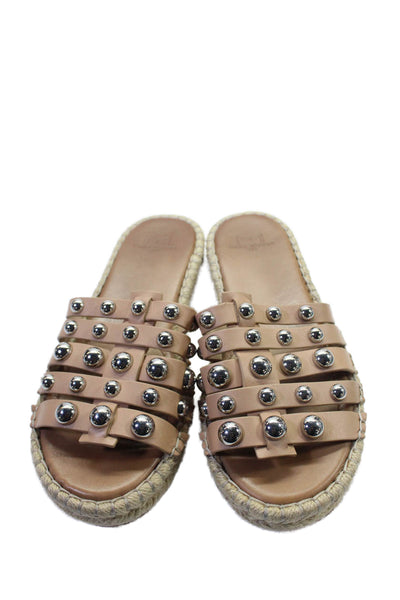 Marc Fisher LTD. Women's Open Toe Studs Espadrille Flat Sandals Beige Size 6.5