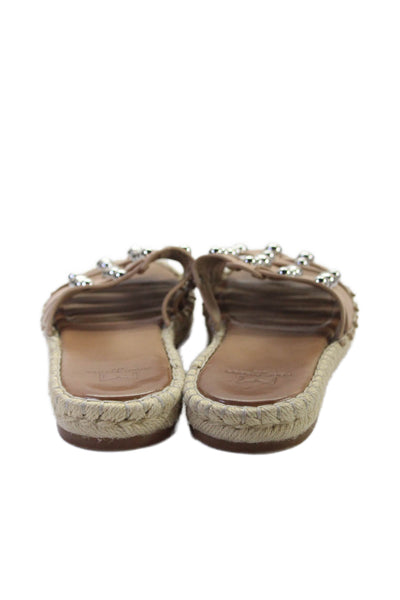 Marc Fisher LTD. Women's Open Toe Studs Espadrille Flat Sandals Beige Size 6.5