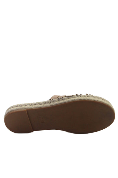 Marc Fisher LTD. Women's Open Toe Studs Espadrille Flat Sandals Beige Size 6.5