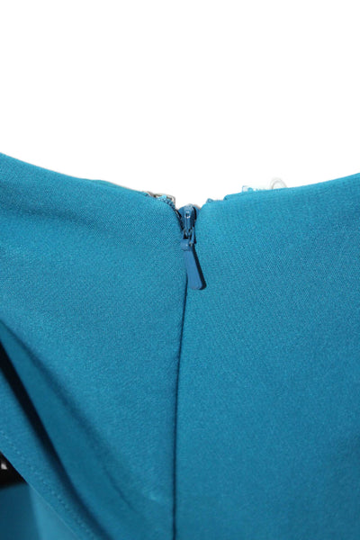 Halston Womens One Shoulder Sleeveless Knee Length Dress Candy Blue Size 8