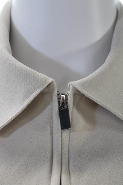MNG Womens Front Zip Collared Lightweight Knit Vest Jacket Beige Size XS