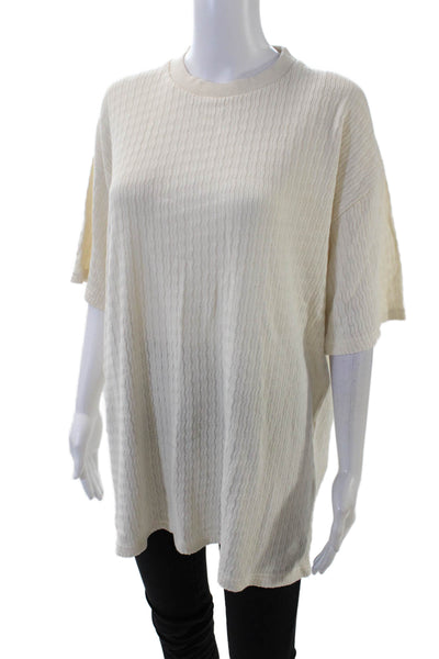 Percival Womens Short Sleeve Sand Stripe Oversized Tee Shirt Ecru Size Large