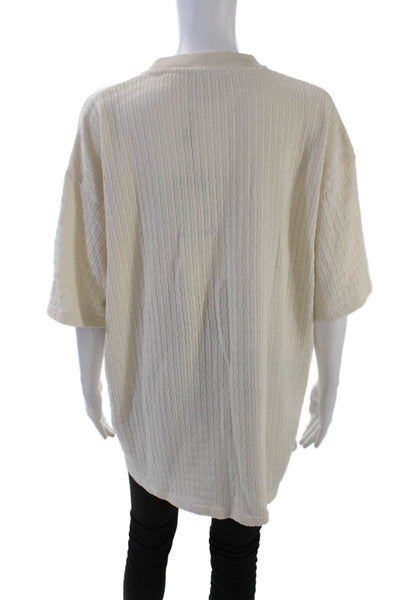 Percival Womens Short Sleeve Sand Stripe Oversized Tee Shirt Ecru Size Large