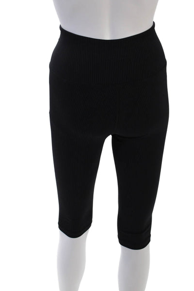 Year Of Ours Womens High Rise Ribbed Knit Capri Leggings Black Size Small
