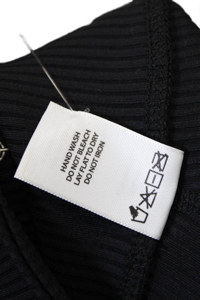 Year Of Ours Womens High Rise Ribbed Knit Capri Leggings Black Size Small