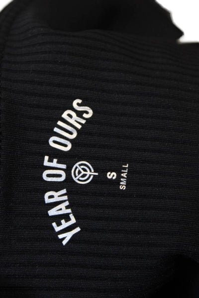Year Of Ours Womens High Rise Ribbed Knit Capri Leggings Black Size Small