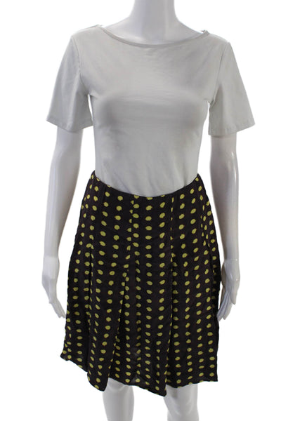 J Crew Womens Side Zip Knee Length Dotted A Line Skirt Purple Yellow Size 0