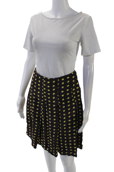 J Crew Womens Side Zip Knee Length Dotted A Line Skirt Purple Yellow Size 0