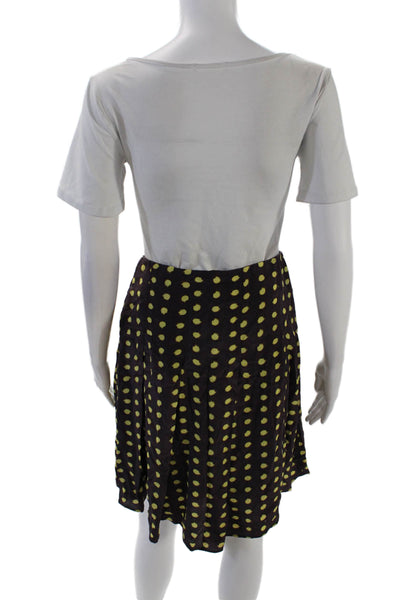 J Crew Womens Side Zip Knee Length Dotted A Line Skirt Purple Yellow Size 0